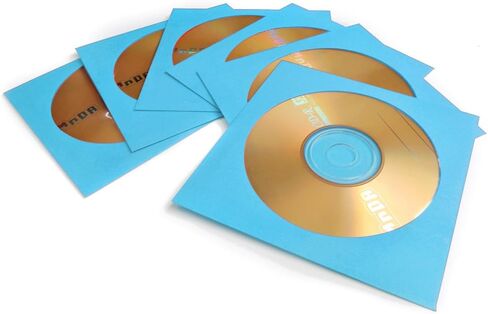 100 حزمة من أغلفة أقراص DVD من Flexzion - أغلفة أقراص مضغوطة ورقية ممتازة للأقراص المضغوطة الفارغة لحرق أقراص ألعاب الفيديو الموسيقية والأفلام - تخزين مغلفات الأقراص المضغوطة السميكة مع فتحة نافذة وغطاء، برتقالي in Kuwait