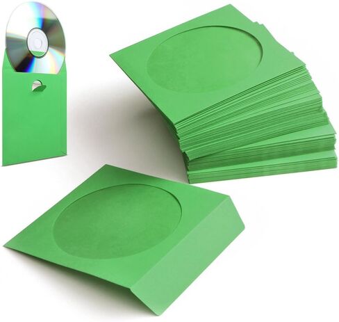 100 حزمة من أغلفة أقراص DVD من Flexzion - أغلفة أقراص مضغوطة ورقية ممتازة للأقراص المضغوطة الفارغة لحرق أقراص ألعاب الفيديو الموسيقية والأفلام - تخزين مغلفات الأقراص المضغوطة السميكة مع فتحة نافذة وغطاء، برتقالي in Kuwait