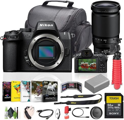 Nikon Z50II Mirrorless Camera Body Bundle with NIKKOR Z 28-400mm f/4-8 VR Lens + Cleaning Kit + Camera Bag + 64GB Memory Card + More Vlogging Accessories in Saudi Arabia