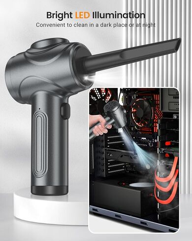 Electric Compressed Air Duster for Computers, 100000RPM Powerful Air Duster for PC/Keyboard/Car/Electronics,3 Power Speeds Air Blower With LED Light, Portable 8000mAh Rechargeable Cordless Dust Blower in Saudi Arabia