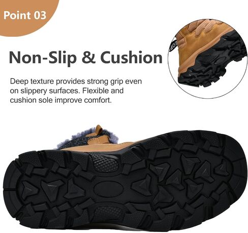 Men's Winter Snow Boots Water Resistant Non Slip Warm Outdoor Lightweight Comfortable Durable 7.1 IN Height Hiking Shoes in Saudi Arabia