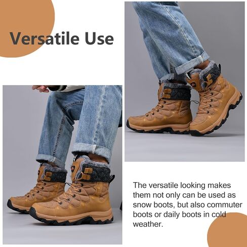 Men's Winter Snow Boots Water Resistant Non Slip Warm Outdoor Lightweight Comfortable Durable 7.1 IN Height Hiking Shoes in Saudi Arabia