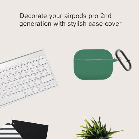 غطاء حافظة Airpods Pro 2، غطاء جلدي ناعم من السيليكون مع ملحقات حافظة واقية لسلسلة المفاتيح لجهاز Apple Airpods Pro Gen 2 الجديد حافظة شحن 2022 [مصباح LED أمامي مرئي] - وردي رملي in Kuwait