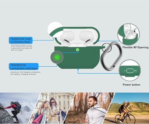 غطاء حافظة Airpods Pro 2، غطاء جلدي ناعم من السيليكون مع ملحقات حافظة واقية لسلسلة المفاتيح لجهاز Apple Airpods Pro Gen 2 الجديد حافظة شحن 2022 [مصباح LED أمامي مرئي] - وردي رملي in Kuwait