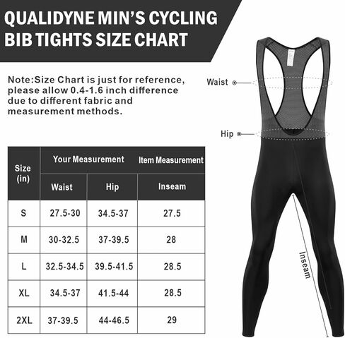qualidyne Mens Cycling Bib Pants Fleece-Lined 4D Padded Bike Bib Tights Bicycle Biking Long Pants Grey in Saudi Arabia