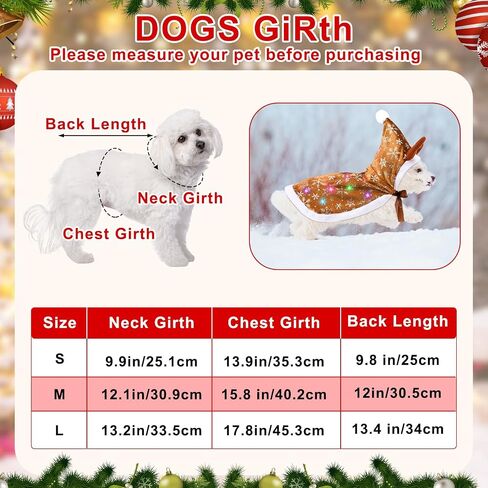 Christmas Reindeer Dog Costume Christmas Outfits with Colorful Light Dog Reindeer Cape Moose Cloak Cosplay Costume for Small Puppy Cat Kitten Christmas Party Dress, Batteries Not Included(Large) in Saudi Arabia