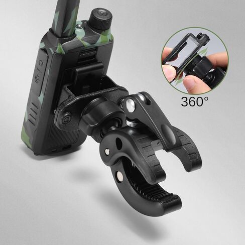 Radioddity RH3 Bike Walkie Talkie Mount، حامل راديو ثنائي الاتجاه، حجم المشبك قابل للتعديل، تركيب سريع وخالي من الأدوات لدراجة سكوتر، حامل راديو محمول متوافق مع أجهزة الاتصال اللاسلكي in Kuwait