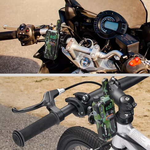 Radioddity RH3 Bike Walkie Talkie Mount، حامل راديو ثنائي الاتجاه، حجم المشبك قابل للتعديل، تركيب سريع وخالي من الأدوات لدراجة سكوتر، حامل راديو محمول متوافق مع أجهزة الاتصال اللاسلكي in Kuwait