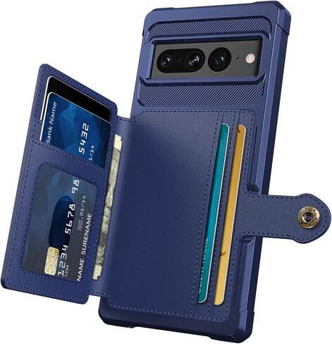 Wefor Case for Google Pixel 7 Pro - Wallet Case with PU Leather Card Pockets Back Flip Cover for Google Pixel 7 Pro 2022 (Blue) in Saudi Arabia