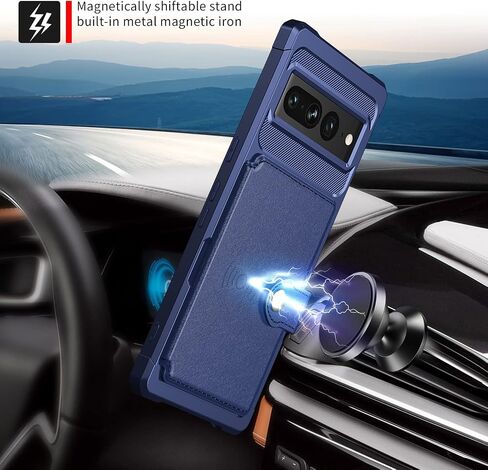 Wefor Case for Google Pixel 7 Pro - Wallet Case with PU Leather Card Pockets Back Flip Cover for Google Pixel 7 Pro 2022 (Blue) in Saudi Arabia