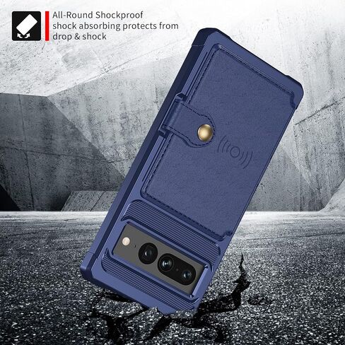 Wefor Case for Google Pixel 7 Pro - Wallet Case with PU Leather Card Pockets Back Flip Cover for Google Pixel 7 Pro 2022 (Blue) in Saudi Arabia