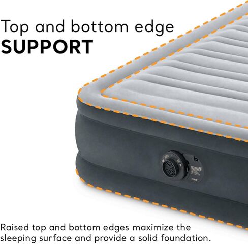 Intex Twin Size Dura Beam Deluxe Comfort Plush Air Mattress with Fiber Tech Construction, Built in Pump, and Portable Storage Case, Gray (2 Pack) in Saudi Arabia