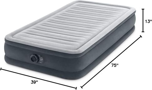 Intex Twin Size Dura Beam Deluxe Comfort Plush Air Mattress with Fiber Tech Construction, Built in Pump, and Portable Storage Case, Gray (2 Pack) in Saudi Arabia