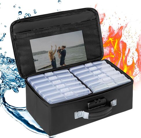 Fireproof Photo Storage Box with 18 Inner 4" x 6" Photo Case(Clear),Photo Box Organizer with Lock in Saudi Arabia