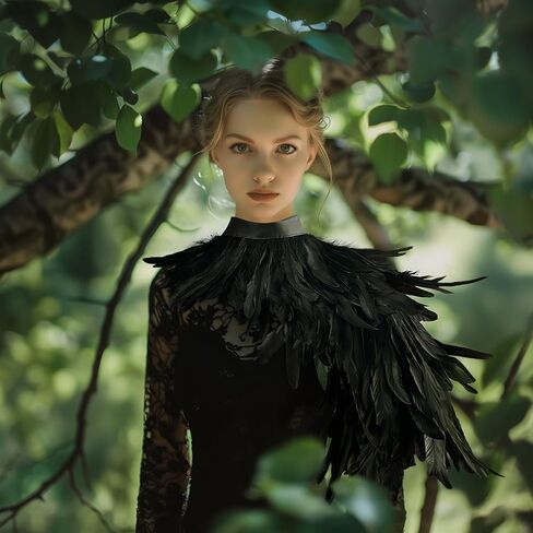 Black Feather Shawl for Women Masquerade Witch Wings Cape Halloween Maleficent Costume Collar Accessories in Kuwait