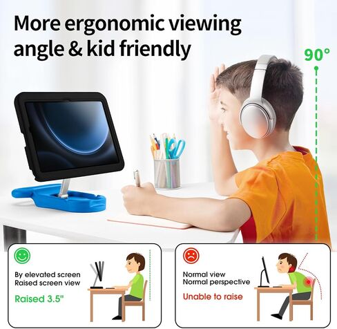 Kids Case for Samsung Galaxy Tab A9+ / A9 Plus 11'' 2023 (SM-X210/X216/X218),Adjustable Portrait/Landscape Stand/Drop Proof with Handle,Child Friendly Case for Samsung Tab A9+ Case 11 Inch (Blackblue) in Kuwait
