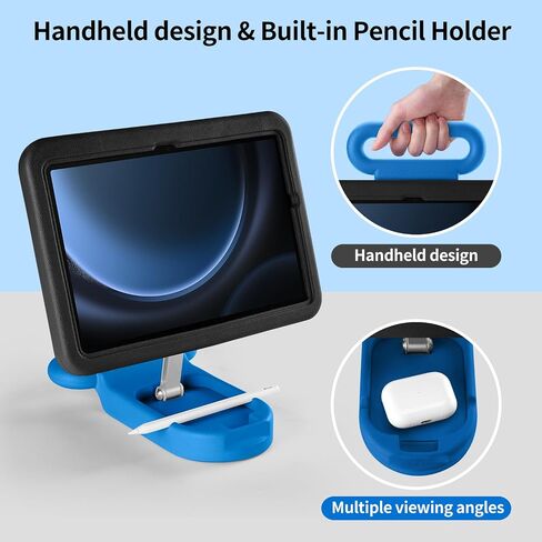 Kids Case for Samsung Galaxy Tab A9+ / A9 Plus 11'' 2023 (SM-X210/X216/X218),Adjustable Portrait/Landscape Stand/Drop Proof with Handle,Child Friendly Case for Samsung Tab A9+ Case 11 Inch (Blackblue) in Kuwait
