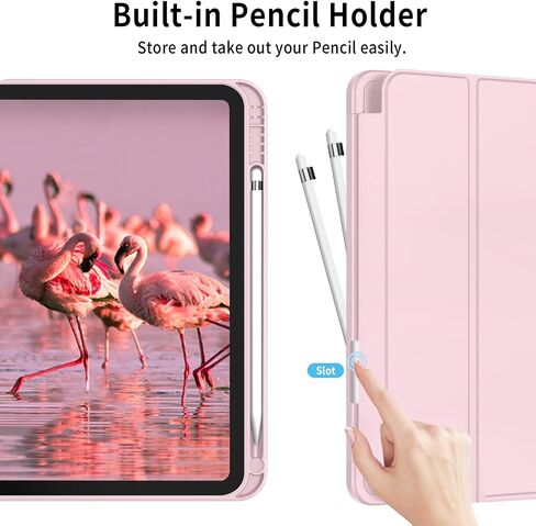 for iPad 10th Generation Case Folio - iPad Case 10th Generation with Pencil Holder Trifold Slim Stand Shockproof Protective Cover Clear Back, Auto Sleep/Wake, 10.9 Inch 2022, Pink in Saudi Arabia