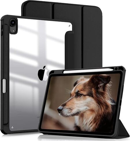 for iPad 10th Generation Case Folio - iPad Case 10th Generation with Pencil Holder Trifold Slim Stand Shockproof Protective Cover Clear Back, Auto Sleep/Wake, 10.9 Inch 2022, Pink in Saudi Arabia