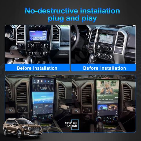 راديو سيارة MOOKAKA 14.4 بوصة Qualcomm Android 13 لسيارة Ford F150 2015-2021 F250 F350 F450 2017-2021 ترقية ستيريو IPS شاشة تعمل باللمس Android Auto GPS Navigation تشغيل الوسائط المتعددة (8+128 جيجابايت) (SYNC 3 إصدارات) in Kuwait