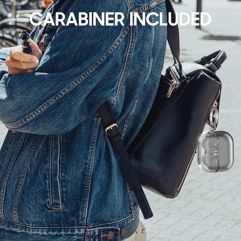 Clear Case for Samsung Galaxy Buds 3 & Galaxy Buds 3 Pro Soft TPU Protective Cover with Carabiner (Clear Pink) in Saudi Arabia