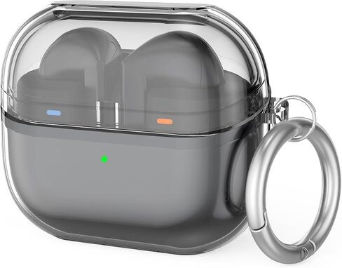 Clear Case for Samsung Galaxy Buds 3 & Galaxy Buds 3 Pro Soft TPU Protective Cover with Carabiner (Clear Pink) in Saudi Arabia