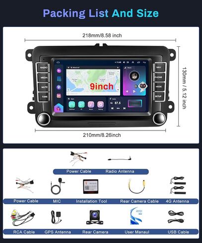 ستيريو سيارة WiFi/4G 8Core 4G+64G Android لراديو VW Passat Jetta Golf Touran مع FM/AM/RDS، CarPlay Android Auto اللاسلكي، شاشة Podofo 7 بوصة HD تعمل باللمس، 5.0 Bluetooth GPS، كاميرا احتياطية DSP Audio AHD in Saudi Arabia