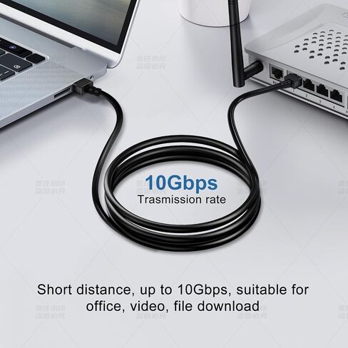 كابل إيثرنت رفيع للغاية بزاوية 90 درجة للأسفل بطول 3.3 قدم Cat6 - قطعتان. أسلاك Cat 6a LAN - متوافقة مع أجهزة الكمبيوتر والشبكات - أسود in Saudi Arabia