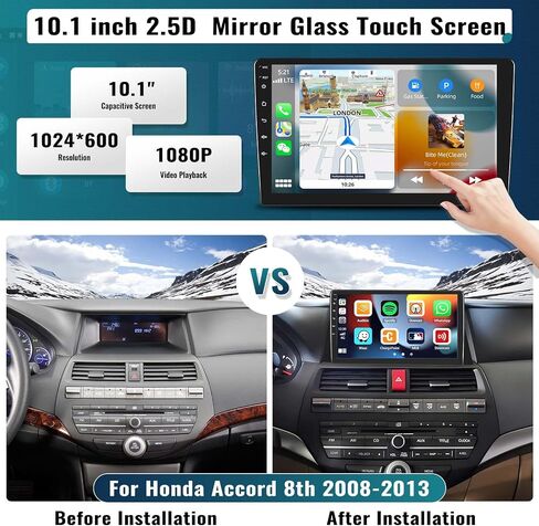 UNITOPSCI for Honda Accord 8th 2008-2013 Android 13 Car Stereo Wireless Apple CarPlay Android Auto 2G+64G 10.1" Touch Screen Bluetooth & HiFi GPS Navigation WiFi FM/RDS USB SWC + Canbus Camera Mic in Saudi Arabia