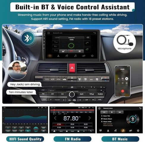 UNITOPSCI for Honda Accord 8th 2008-2013 Android 13 Car Stereo Wireless Apple CarPlay Android Auto 2G+64G 10.1" Touch Screen Bluetooth & HiFi GPS Navigation WiFi FM/RDS USB SWC + Canbus Camera Mic in Saudi Arabia