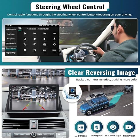 UNITOPSCI for Honda Accord 8th 2008-2013 Android 13 Car Stereo Wireless Apple CarPlay Android Auto 2G+64G 10.1" Touch Screen Bluetooth & HiFi GPS Navigation WiFi FM/RDS USB SWC + Canbus Camera Mic in Saudi Arabia