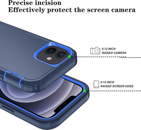 Phone Case for iPhone 12 Case/iPhone 12 Pro Case with HD Screen Protector, Heavy Duty Shockproof & Dropproof 3-Layer Cover Phone Case for iPhone 12/12 Pro (PurpleSkyBlue) in Saudi Arabia