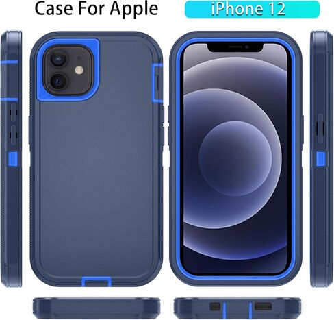 Phone Case for iPhone 12 Case/iPhone 12 Pro Case with HD Screen Protector, Heavy Duty Shockproof & Dropproof 3-Layer Cover Phone Case for iPhone 12/12 Pro (PurpleSkyBlue) in Saudi Arabia