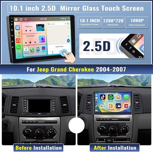 UNITOPSCI Android 13 Car Stereo for Jeep Grand Cherokee 2004-2007, 4G+64G 8 Core Wireless CarPlay Android Auto 10.1 Inch Touchscreen Bluetooth GPS Navigation DSP Mirror Link WiFi FM SWC Camera Mic in Saudi Arabia