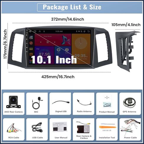 UNITOPSCI Android 13 Car Stereo for Jeep Grand Cherokee 2004-2007, 4G+64G 8 Core Wireless CarPlay Android Auto 10.1 Inch Touchscreen Bluetooth GPS Navigation DSP Mirror Link WiFi FM SWC Camera Mic in Saudi Arabia