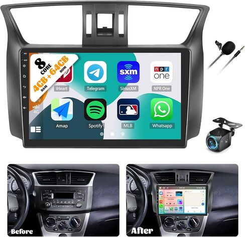 [2+64G] Android 13 Car Stereo for Nissan Sentra 2013-2018 with Wireless Carplay&Android Auto,10.1 Inch Touch Screen Car Radio with Mirror Link GPS WiFi Bluetooth FM/RDS HiFi+Backup Camera in Saudi Arabia