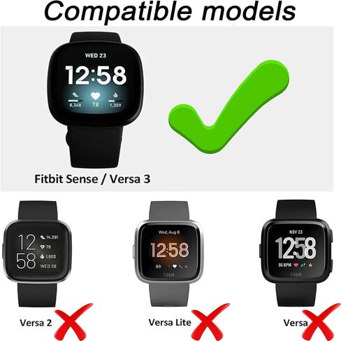 حافظة حماية للشاشة مكونة من 3 قطع من PCTC تناسب Fitbit Versa 3، حافظة واقية من مادة TPU بغطاء كامل وغطاء ممتص للصدمات مناسب للساعة الذكية Fitbit Versa 3 in Kuwait
