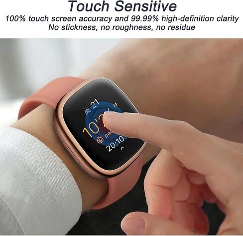 حافظة حماية للشاشة مكونة من 3 قطع من PCTC تناسب Fitbit Versa 3، حافظة واقية من مادة TPU بغطاء كامل وغطاء ممتص للصدمات مناسب للساعة الذكية Fitbit Versa 3 in Kuwait