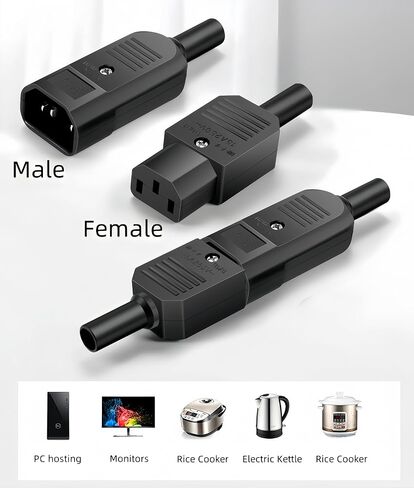 C13 Female IEC320 Connector Assembly Adapter Rewirable Plug AC250V 10A 3 Terminals Power Socket,5 pcs in Kuwait