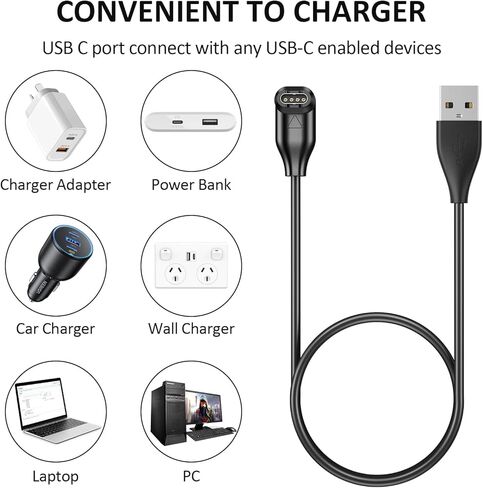 Vancle for Garmin Watch Charger, USB Charging Cable for Garmin Fenix 7 7S 7X 6 6S 6X 5 5S, Forerunner 945 45 45S 245 Music, Vivoactive 5 4 4S 3, Venu Sq 2 2S, Instinct, Approach S10 S40 S60 (USB) in Saudi Arabia