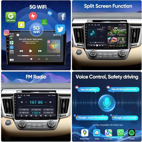 5G WiFi Car Stereo for Toyota RAV4 2013 2014 2015 2016 2017 2018,10.2 Inch IPS HD Touch Screen Car Radio Wireless CarPlay Android Auto, GPS FM/SWC Bluetooth 1080P Backup Camera (2G+32G) in Saudi Arabia