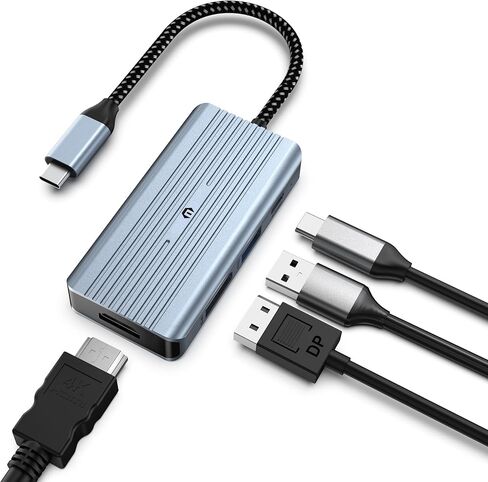 موزع USB C، Tymyp 4 في 1 USB C Hub، شاشة مزدوجة 8K@30 هرتز HDMI 8K@30 هرتز DP، USB 3.0، منفذ شحن USB-C PD بقدرة 100 واط، قاعدة توصيل 4 منافذ لأجهزة الكمبيوتر المحمولة وأجهزة التلفزيون عالية الدقة وأجهزة العرض والمزيد من الأجهزة من النوع C in Saudi Arabia