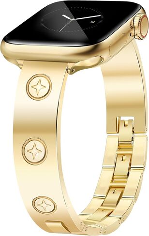 Gold Watch Bands for Women Compatible Apple Watch 49mm 46mm 45mm 44mm 42mm 41mm 40mm 38mm, Adjustable Stainless Steel Metal Dressy Bracelet Strap for iWatch Series 10 9 8 7 6 5 4 3 2 1 in Saudi Arabia