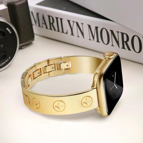 Gold Watch Bands for Women Compatible Apple Watch 49mm 46mm 45mm 44mm 42mm 41mm 40mm 38mm, Adjustable Stainless Steel Metal Dressy Bracelet Strap for iWatch Series 10 9 8 7 6 5 4 3 2 1 in Saudi Arabia