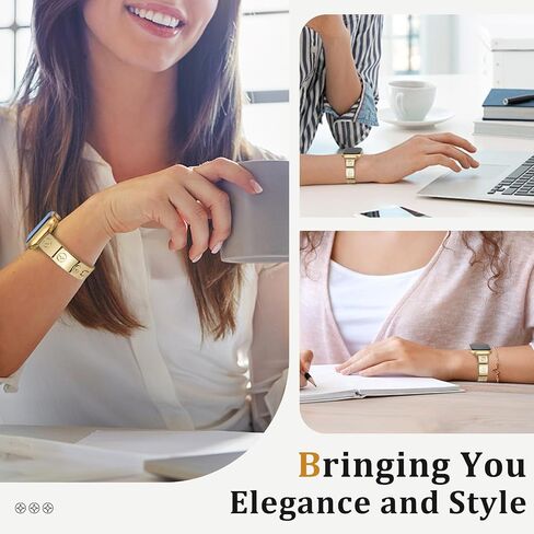 Gold Watch Bands for Women Compatible Apple Watch 49mm 46mm 45mm 44mm 42mm 41mm 40mm 38mm, Adjustable Stainless Steel Metal Dressy Bracelet Strap for iWatch Series 10 9 8 7 6 5 4 3 2 1 in Saudi Arabia