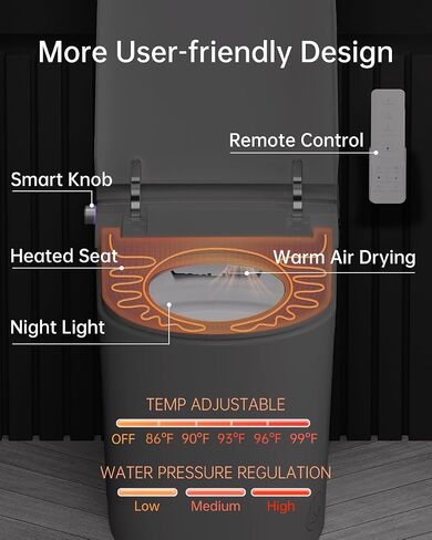 EPLO Smart Toilet Bidet,Auto Open/Close lid,Blackout Flush,Heated Seat,Dual Auto Flush,Foot Sensor Operation,LED Display,Tankless One Piece Elongated Modern Bidet Toilet Combo G20 in Saudi Arabia