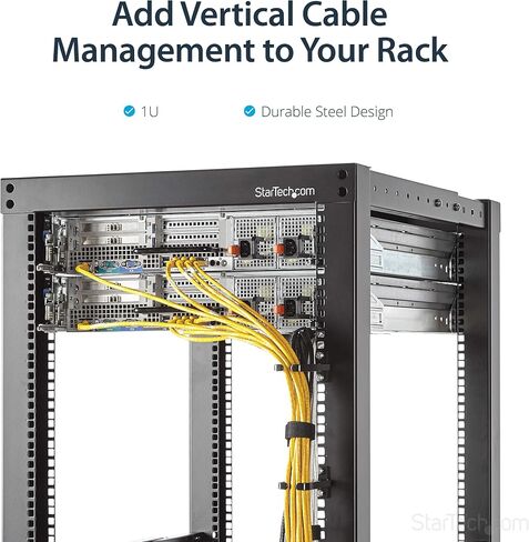 StarTech - CMHOOK1UN .com 1U عمودي 1.8 × 3.9 بوصة إدارة كابلات حامل الخادم على شكل حرف D مع فتحة مرنة - حلقة منظم سلك مثبتة على حامل الشبكة (CMHOOK1UN) أسود in Saudi Arabia