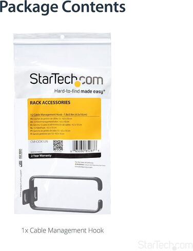 StarTech - CMHOOK1UN .com 1U عمودي 1.8 × 3.9 بوصة إدارة كابلات حامل الخادم على شكل حرف D مع فتحة مرنة - حلقة منظم سلك مثبتة على حامل الشبكة (CMHOOK1UN) أسود in Saudi Arabia