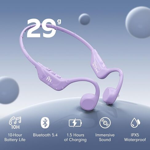 Bone Conduction Headphones,Open Ear Headphones Bluetooth5.4 with Mic,Wireless Headphones 10H Playtime, Waterproof Sport Headphones Suitable for Running,Cycling, Outdoor Sports Purple in Saudi Arabia