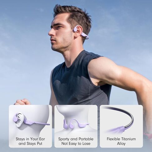 Bone Conduction Headphones,Open Ear Headphones Bluetooth5.4 with Mic,Wireless Headphones 10H Playtime, Waterproof Sport Headphones Suitable for Running,Cycling, Outdoor Sports Purple in Saudi Arabia
